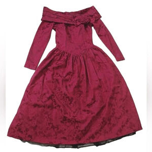Jessica McClintock Vintage Off Shoulder Princess Midi Dress